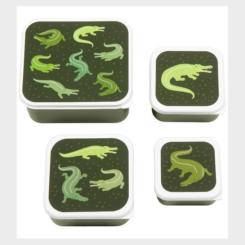 A Little Lovely Company Madkassest - 4 stk - Crocodiles