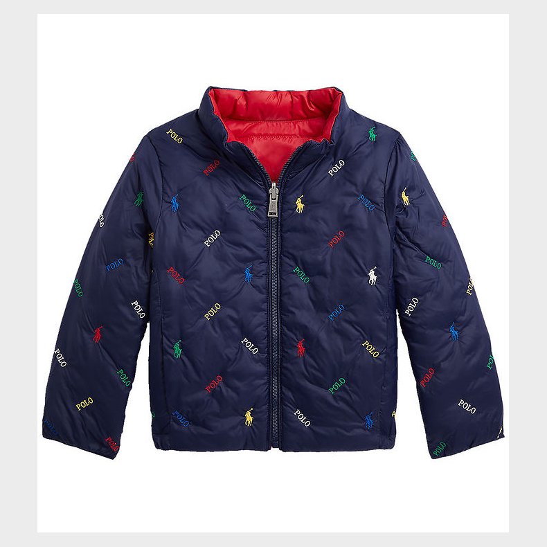 Polo Ralph Lauren Dynejakke - Vendbar - Rd/Navy m. Logoer