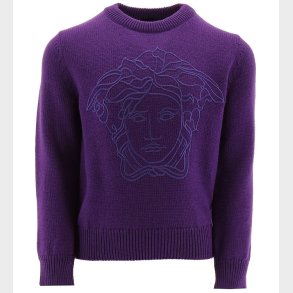 Versace Bluse - Uld - Lilla m. Logo