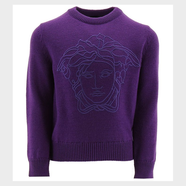 Versace Bluse - Uld - Lilla m. Logo