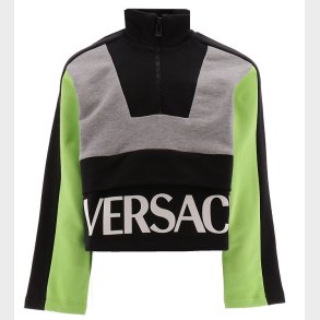 Versace Sweatshirt m. Lynls - Grmeleret m. Sort/Neongrn