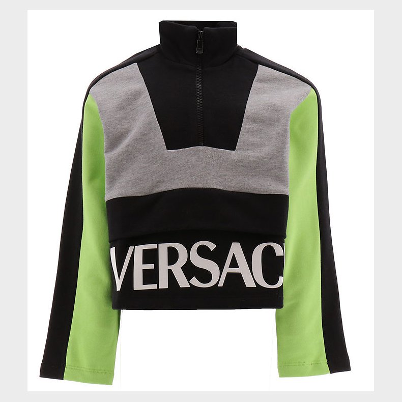 Versace Sweatshirt m. Lynls - Grmeleret m. Sort/Neongrn