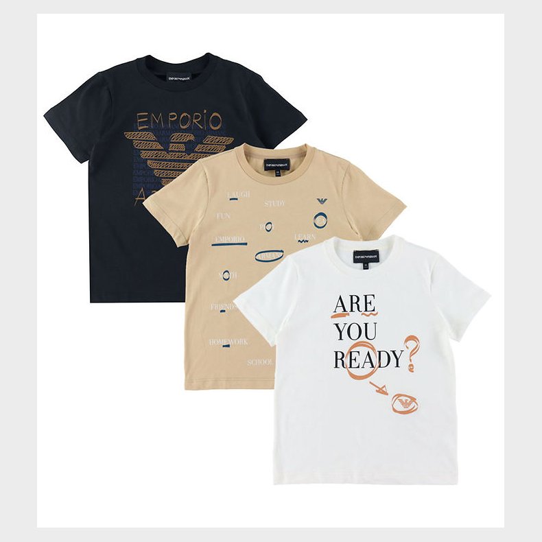 Emporio Armani T-shirts - 3-pak - Hvid/Sand/Sort