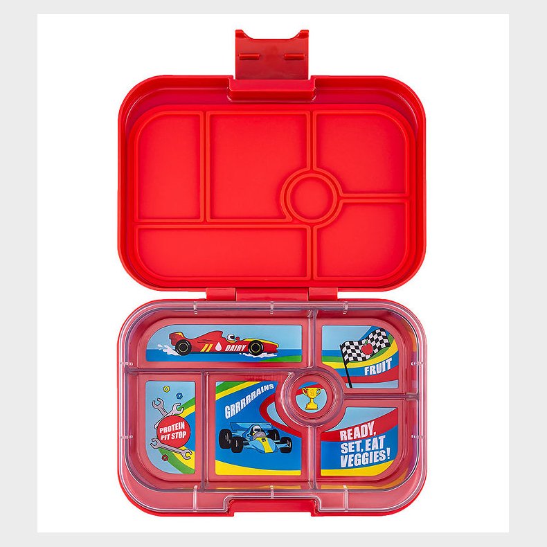 Yumbox Madkasse m. 6 Rum - Bento Original - Roar Red - Race Cars