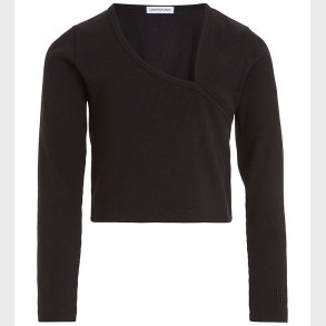 Calvin Klein Bluse - Cropped - Rib - Sort