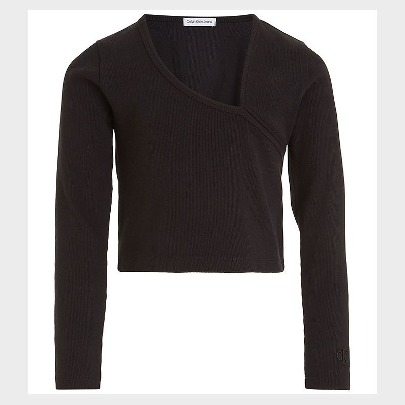 Calvin Klein Bluse - Cropped - Rib - Sort