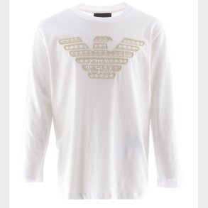 Emporio Armani Bluse - Hvid/Beige m. Logo