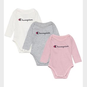 Champion Body l/ - 3-Pak - Dusty Rose/Gr Melange/Hvid