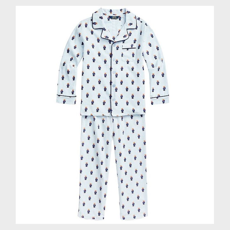 Polo Ralph Lauren Nattj - Hvid/Lyseblstribet m. Bamser
