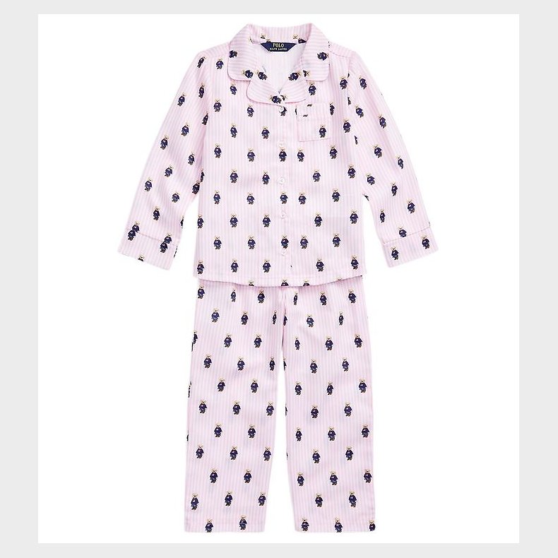 Polo Ralph Lauren Natt�j - Hvid/Rosastribet m. Bamser