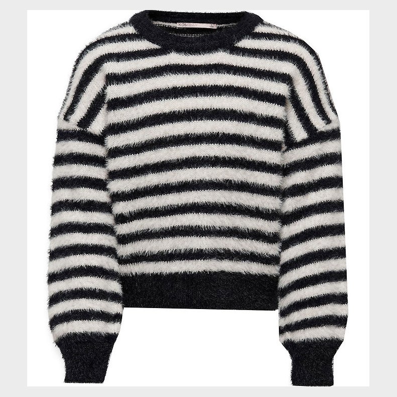 Kids Only Bluse - Strik - KogNewPiumo - Black/Egret Stripes