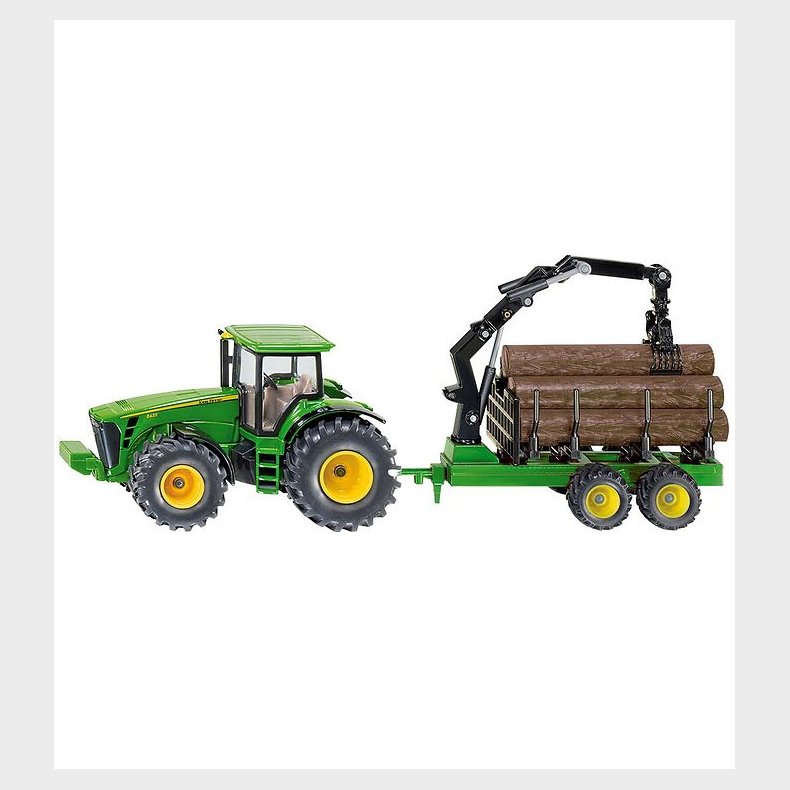 Siku Traktor m. Skovbrugstrailer - John Deere 8430 - 1:50 - Gr�n
