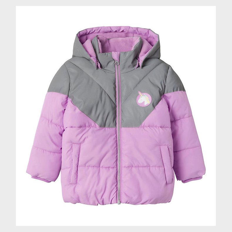 Name It Dynejakke - NmfMaren - Violet Tulle m. Enhjrning