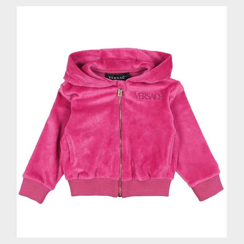 Versace Cardigan - Velour - Fuchsia m. Logo