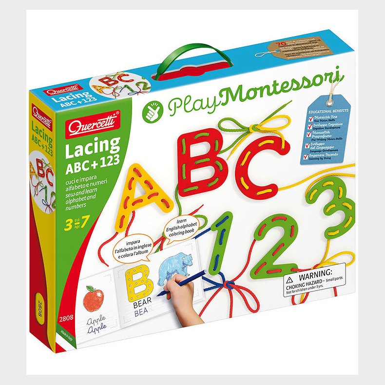 Quercetti L�ringss�t - Lacing ABC+123 - Play Montessori - 2802
