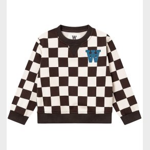 Wood Wood Sweatshirt - Rod Kids Checkered - Off-White/Black Coff