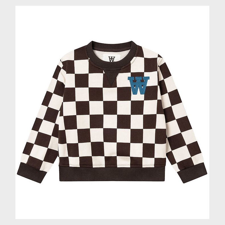 Wood Wood Sweatshirt - Rod Kids Checkered - Off-White/Black Coff