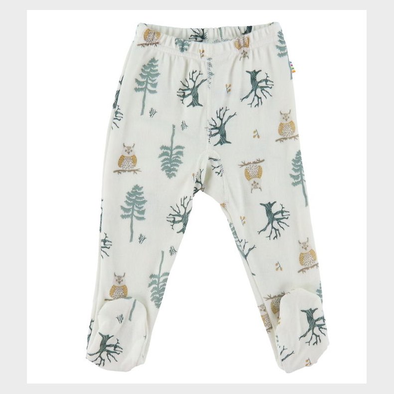 Joha Leggings - Uld/Bambus - Offwhite m. Skov