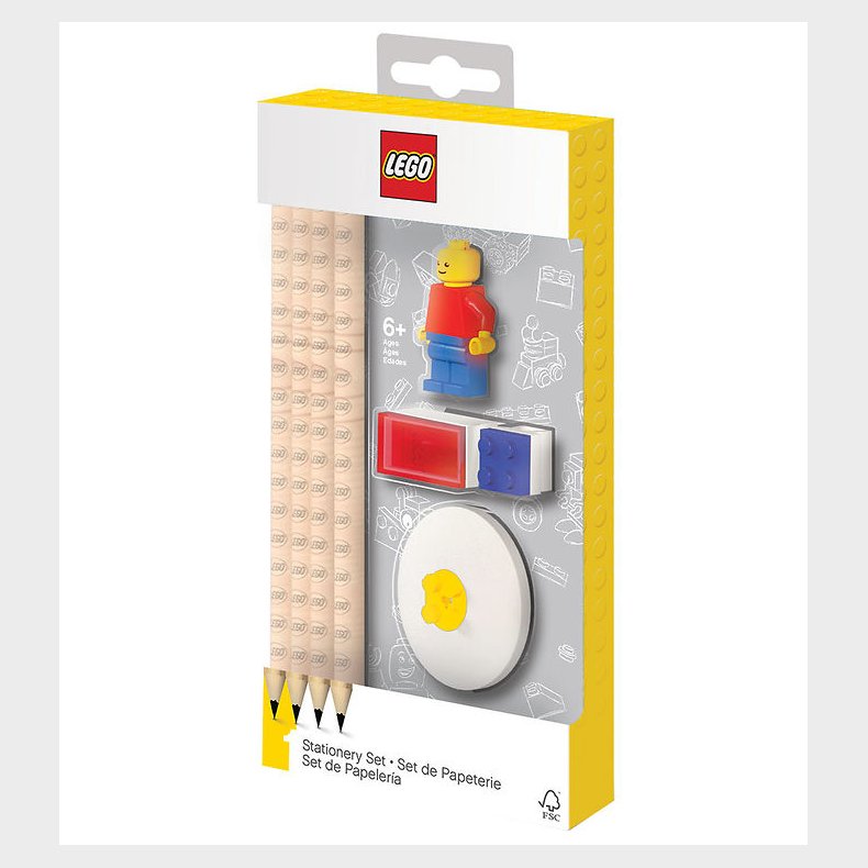 LEGO® Stationery Blyants�t - 8 Dele - R�d/Bl� m. Minifigur