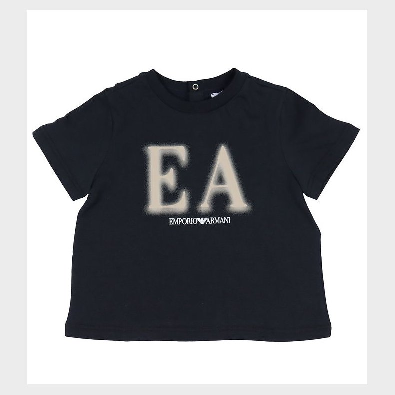 Emporio Armani T-shirt - Navy/Beige m. Print