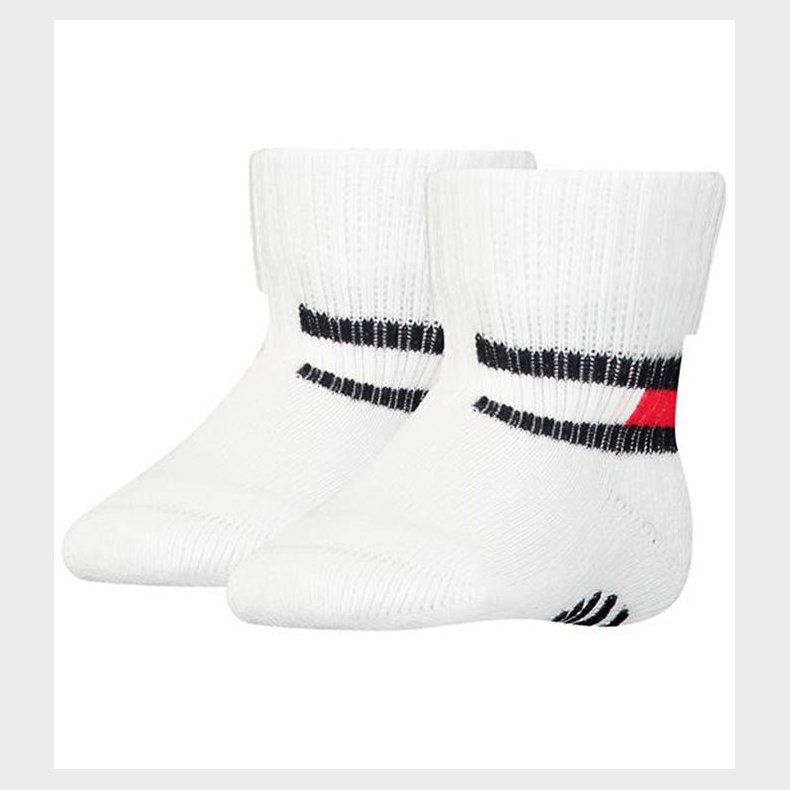 Tommy Hilfiger Strmper m. Antiskrid - 2-pak - Baby Flag - Hvid