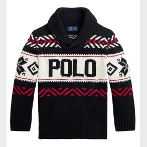 Polo Ralph Lauren Bluse - Strik - Holiday - Sort/Hvid m. Rd