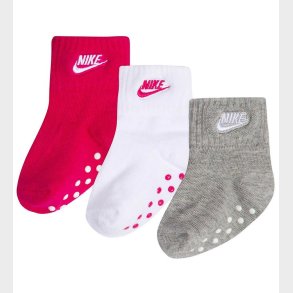 Nike Strmper - 3-pak - Rush Pink/Hvid/Grmeleret