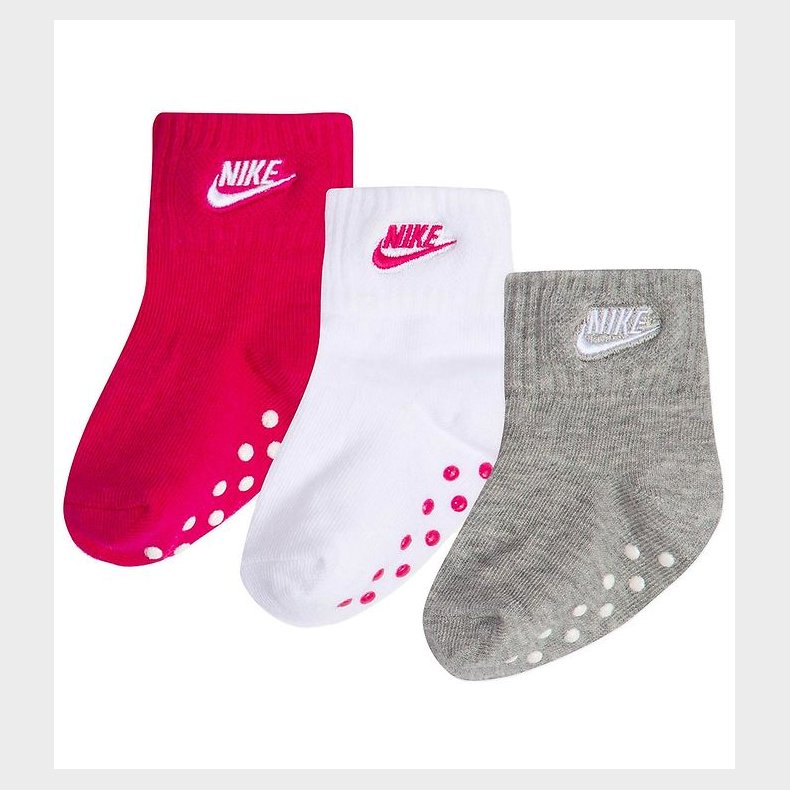 Nike Strmper - 3-pak - Rush Pink/Hvid/Grmeleret