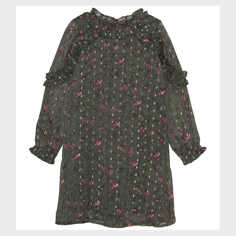 Creamie Kjole - Flower Dot - Olive Night