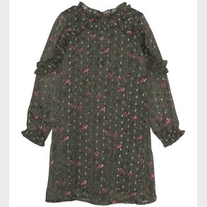 Creamie Kjole - Flower Dot - Olive Night