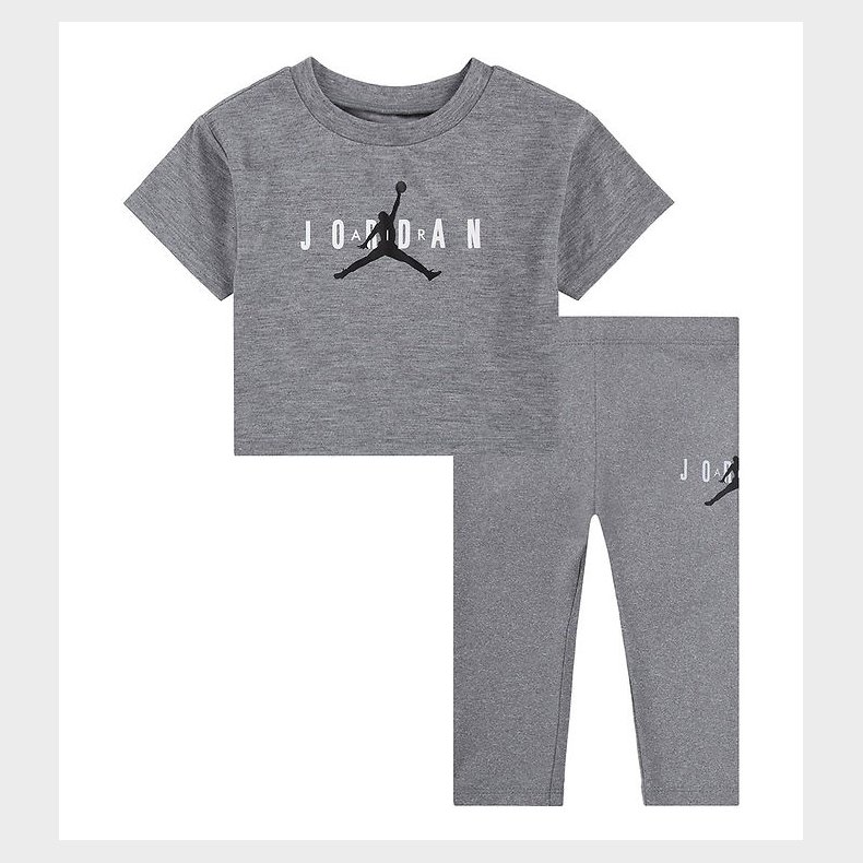 Jordan T-Shirt/Leggings - Grmeleret m. Logo