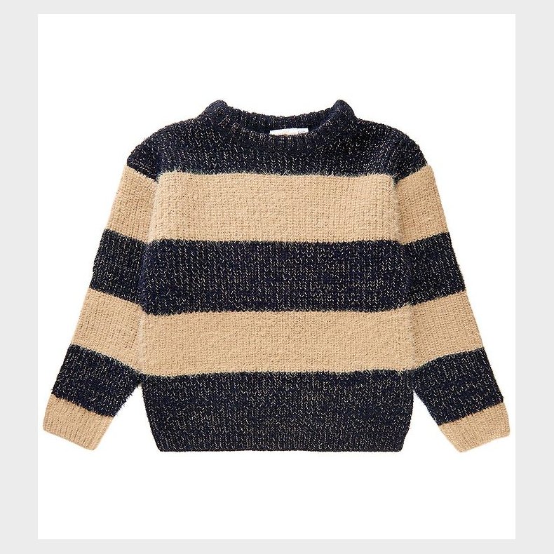 The New Bluse - Strik - TnIsalina - Black Beauty/Beige m. Kobber