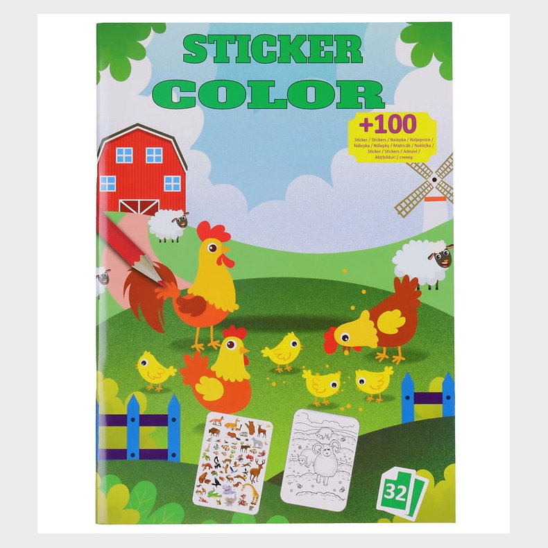 Megastar Malebog m. Klistermrker - 32 Sider - Dyr