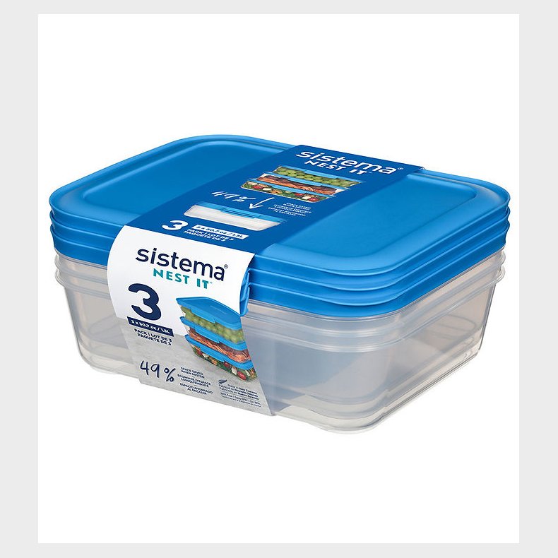 Sistema Opbevaringsbokse - 3-pak - Nest It - 1,5 l - Bl