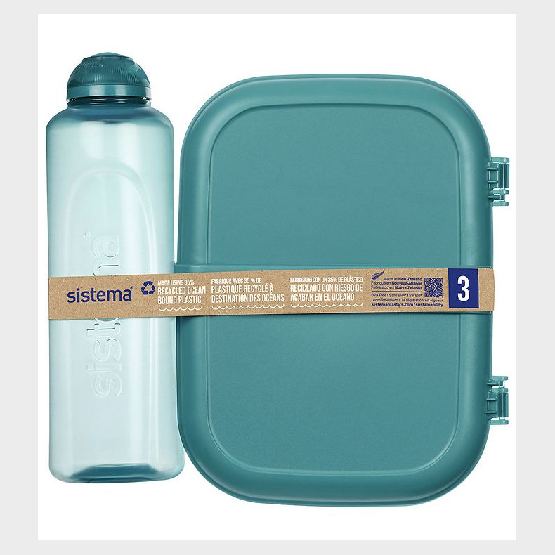 Sistema Madkasse m. Drikkedunk - 1,1 l/480 ml - Teal Stone