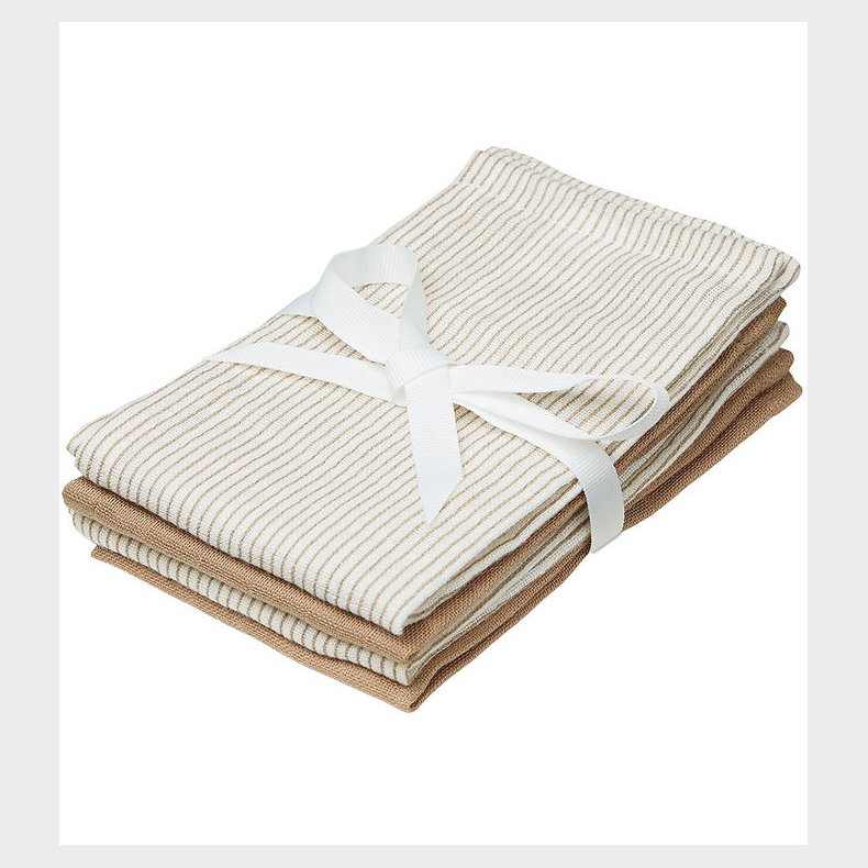 Cam Cam Vaskeklude - 4-pak - Classic Stripes Camel/Camel