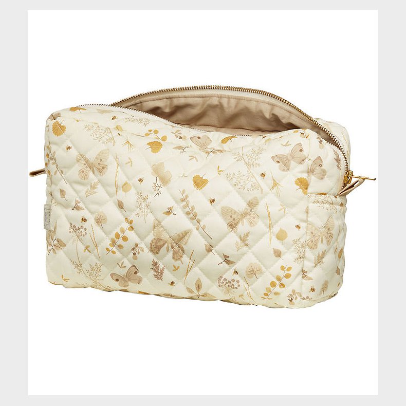 Cam Cam Toilettaske - Stor - Beige m. Blade/Sommerfugle