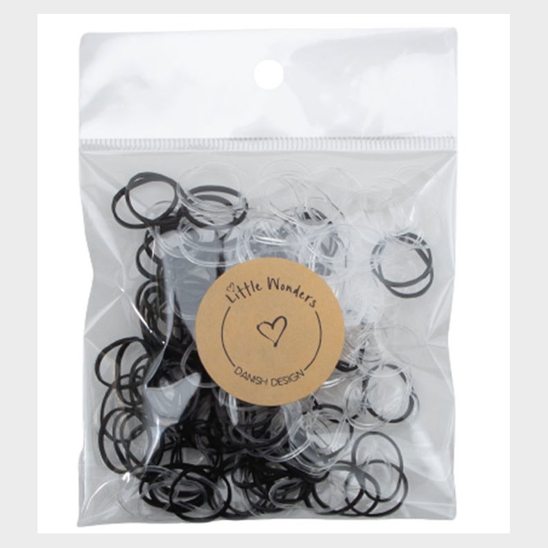 Little Wonders H�relastikker - 200 stk. - Klar/Sort