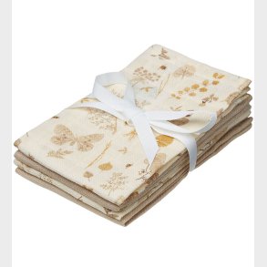 Cam Cam Vaskeklude - 4-pak - Latte/Beige m. Blade/Sommerfugle
