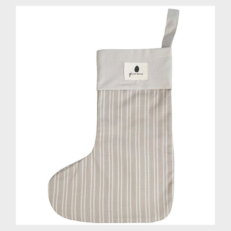 Pine Cone Julesok - Grandma's Christmas Sock - Beige Stripe