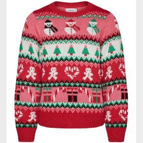 Vero Moda Girl Bluse - Strik - VmXmasMix - Chinese Red/W. Hot Pi