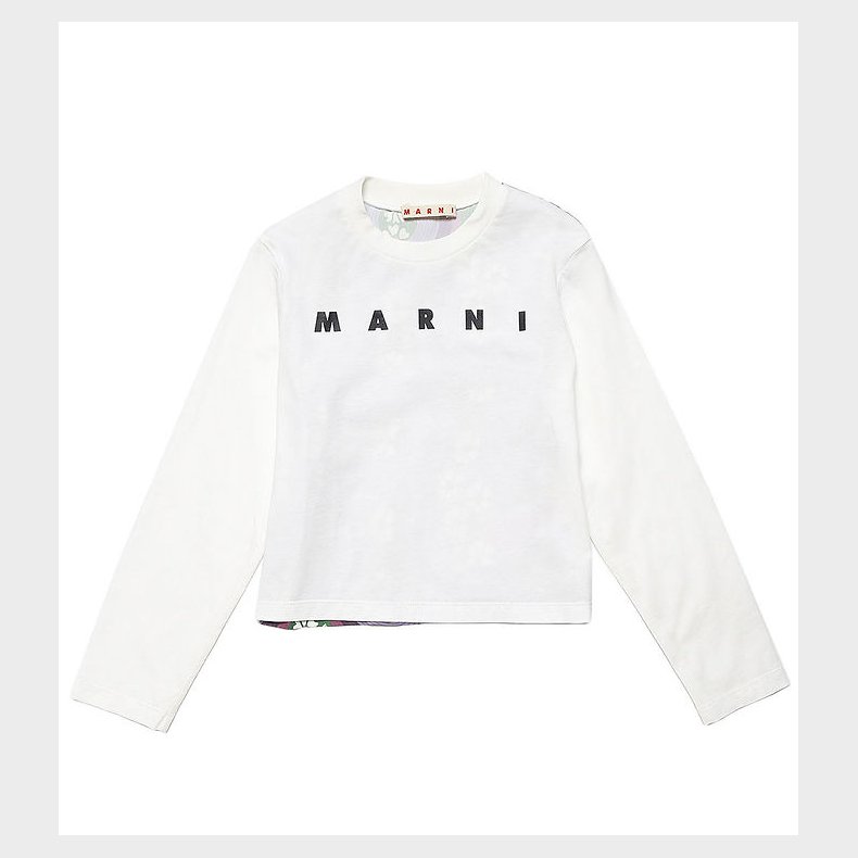 Marni Bluse - Hvid/Grn/Lilla m. Blomster