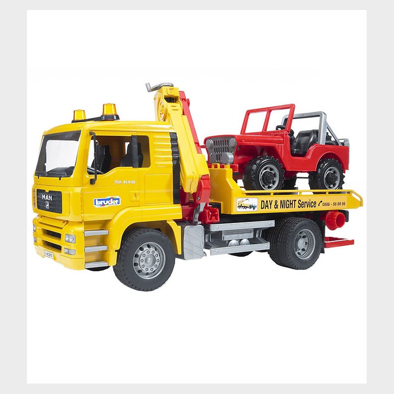 Bruder Lastbil - MAN TGA Vejhlpsbil m. Offroader - 02750