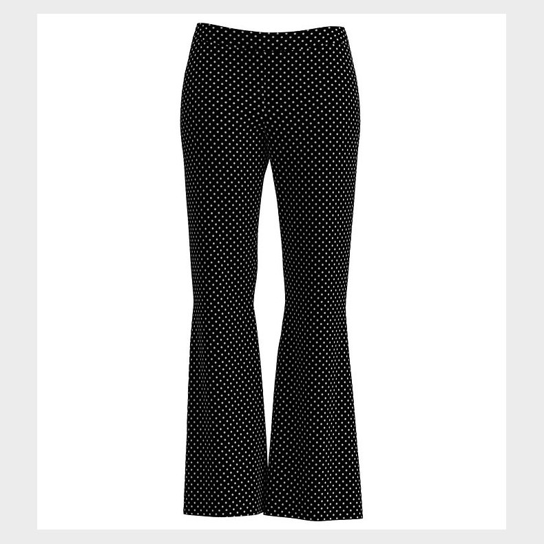 Grunt Bukser - Velour - Liexlip - Sort m. Slv Prikker