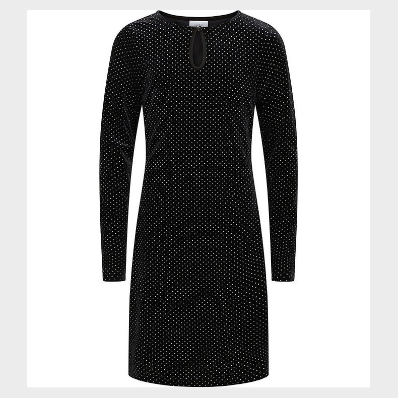 Grunt Kjole - Velour - Tuam - Sort m. Slv Prikker