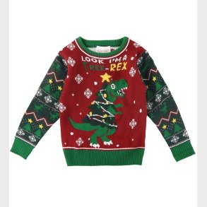 Jule-Sweaters Bluse m. Lys - The Tree-REX Sweater - Rd/Grn