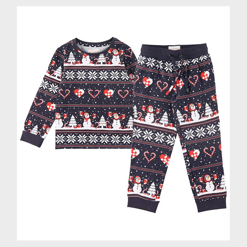 Jule-Sweaters Nattj - Julehjerte Pyjamas - Navy