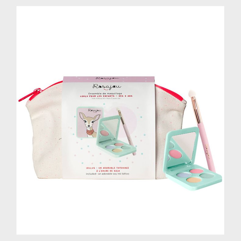 Rosajou Sminkest - jenskygge mm. - 4 Dele - Bl/Grn/Guld/Ros