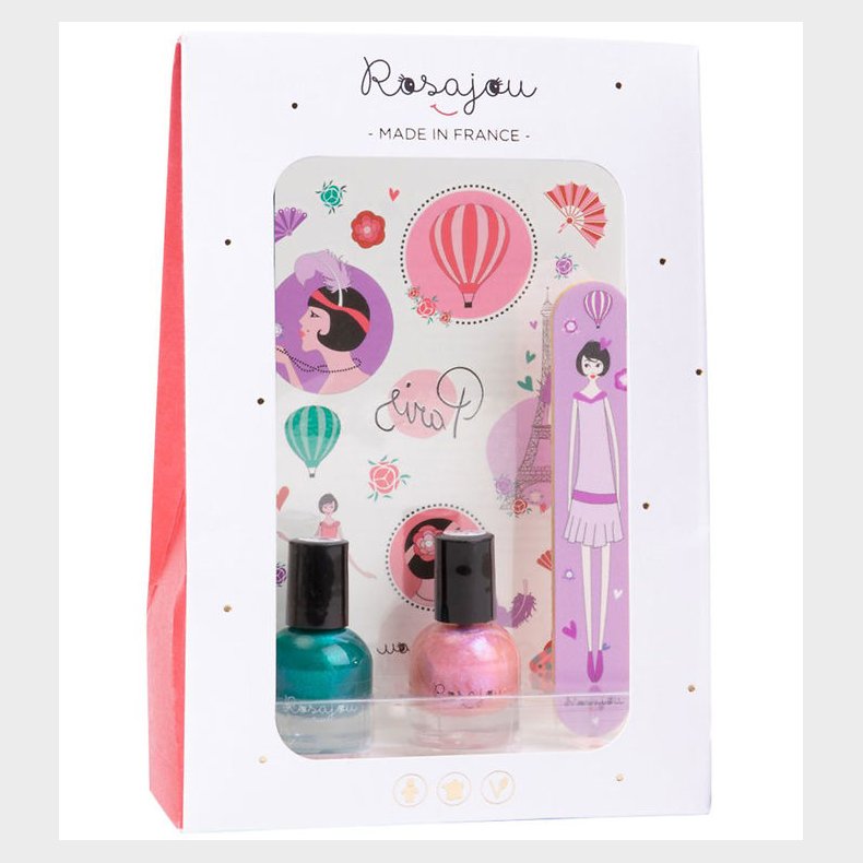 Rosajou Neglelakker m. Neglefil mm. - 4 Dele - Paon/Magic