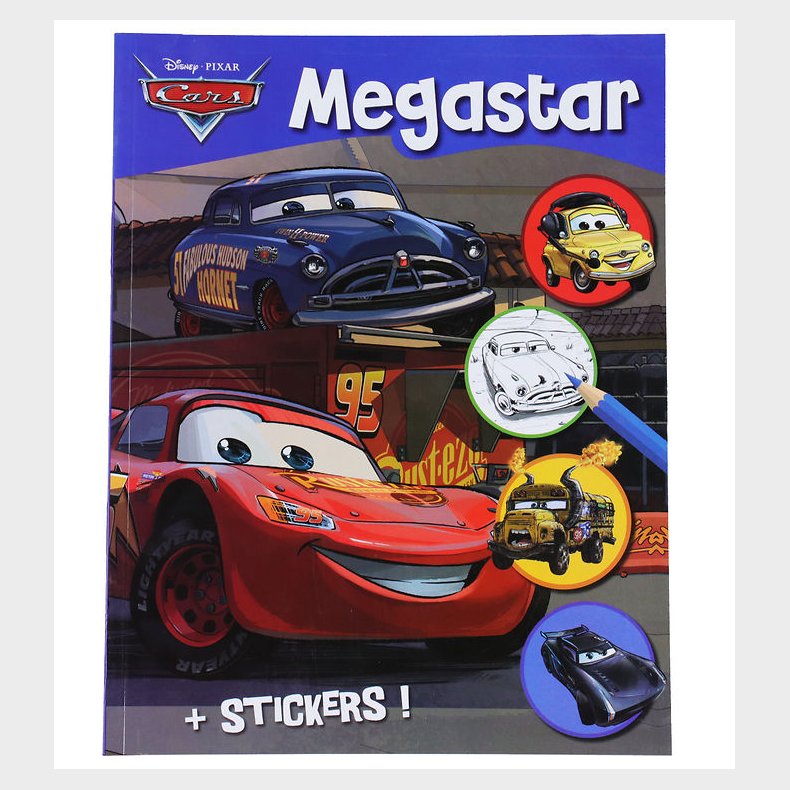 Megastar Malebog m. Klistermrker - 128 Sider - Biler